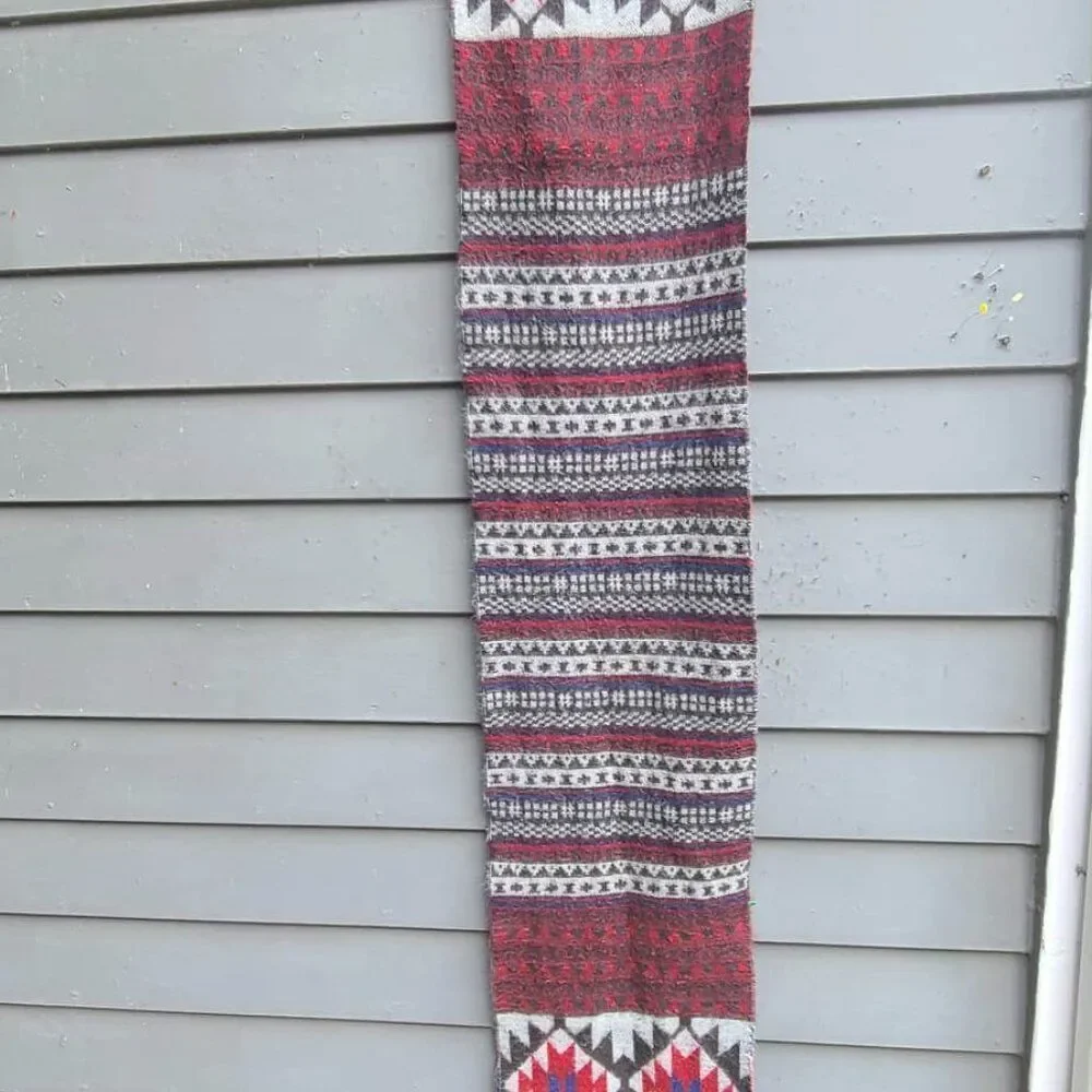 Acrylic Winter Scarf Black Burgundy Gray
